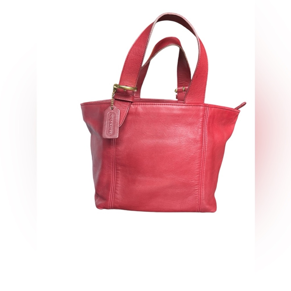 Coach Red Leather Tote Bag